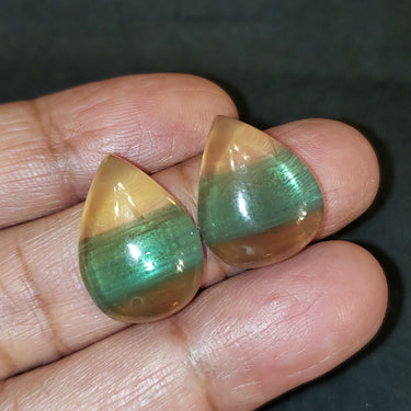 2Pcs Natural MULTI-Color Fluorite Cabochons. Size - 21x16mm